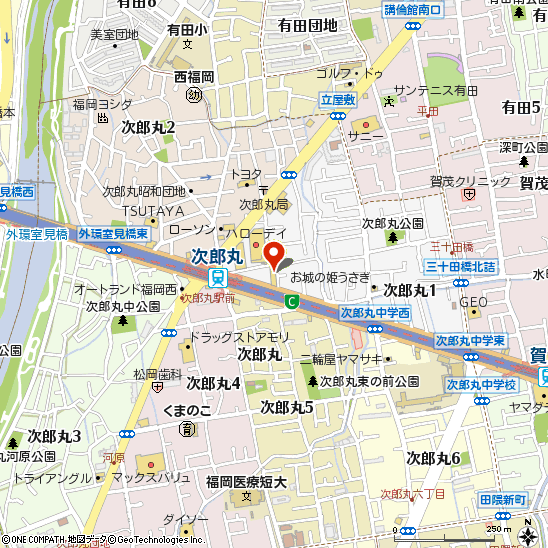 タイヤ館　次郎丸付近の地図